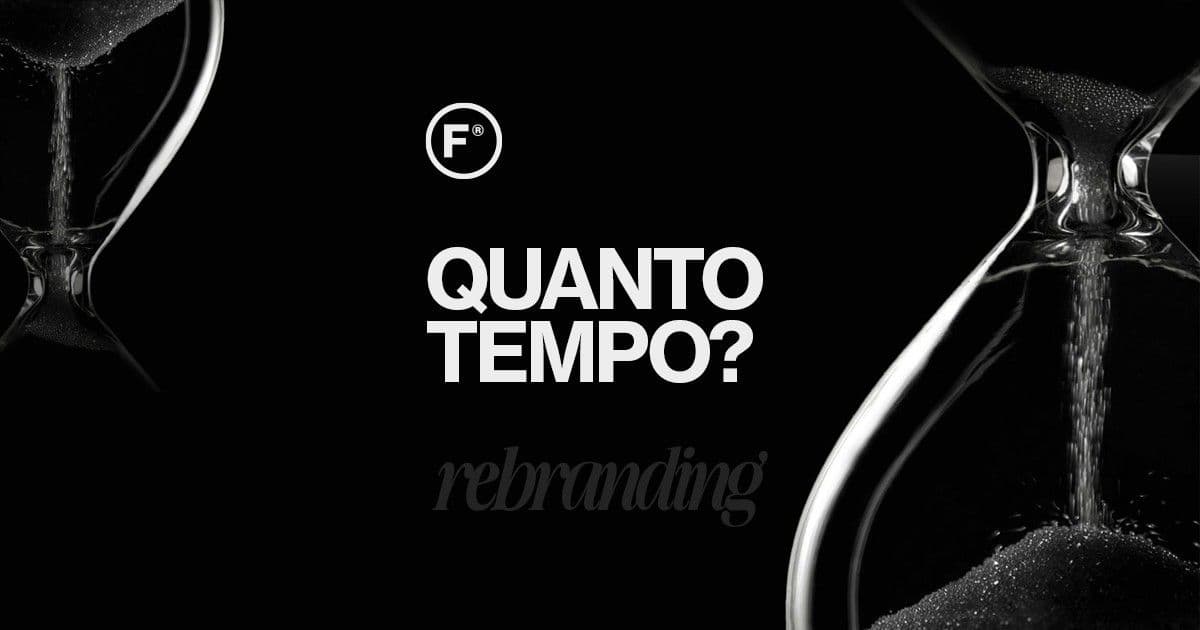 Capa tipográfica com o título Quanto tempo demora um rebranding em texto claro sobre fundo grafite escuro.