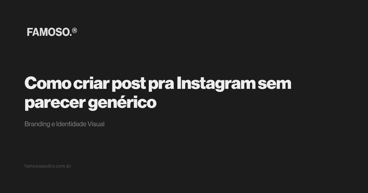Comparação visual entre um post genérico de Instagram e um post com tese clara, lado a lado, sobre fundo escuro.